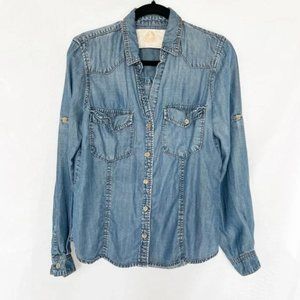 Bella Dahl Button Down Tencel Chambray Shirt size M
